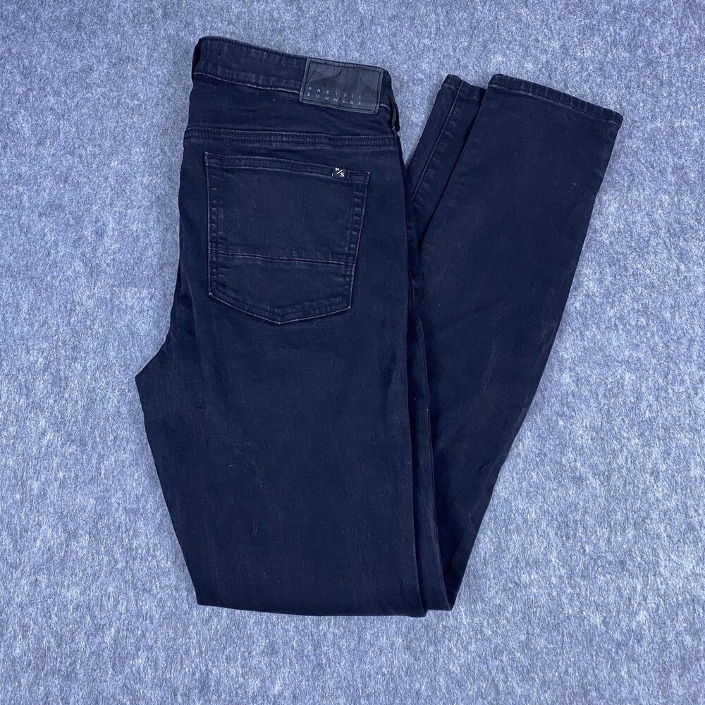 Pac Sun Men's Jeans Stacked Skinny Black Denim Size 31x32